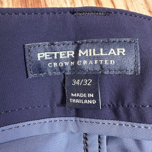 Peter Millar Crown Crafted Bingham Mens Sz 33x31.5 Blue Nylon Performance Pants - Picture 10 of 13